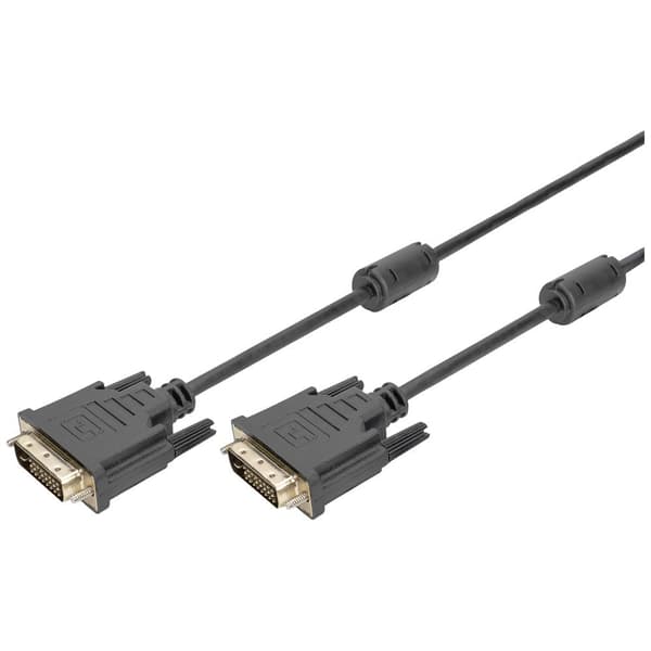 Digitus DVI Anslutningskabel DVI-D 24+1-polig Kontakt, DVI-D 24+1-polig Kontakt 10.00 m Svart AK-320101-100-S skruvbar,