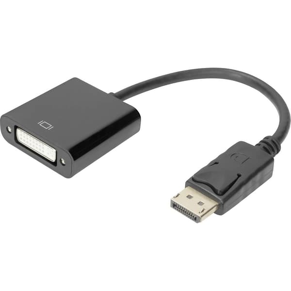 Digitus AK-340401-001-S DisplayPort / DVI Adapter [1x DisplayPort hane - 1x DVI-hona 24+5 pol] Svart 15.00 cm
