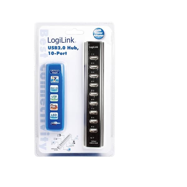 LogiLink UA0096 12 + 4 Port USB 2.0-Hub Svart