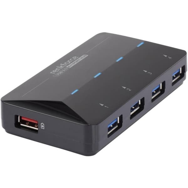 Renkforce 4+1 Port USB-Hub 3.0 med snabb-laddning, med status-LED Svart