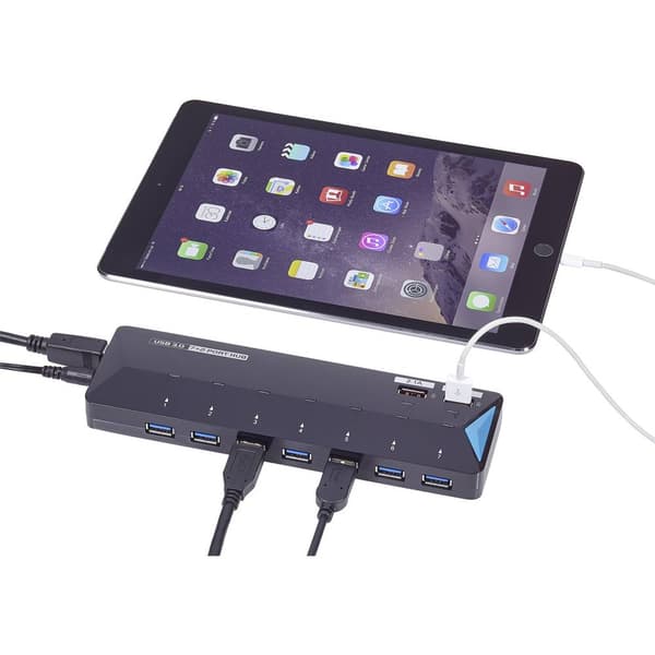Renkforce 7+2 Port USB-Hub 3.0 med snabb-laddning, med status-LED Svart