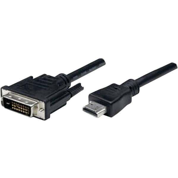 Manhattan HDMI / DVI Adapterkabel HDMI-A-kontakt, DVI-D 24+1-polig Kontakt 1.80 m Svart 372503-CG skruvbar HDMI-kabel