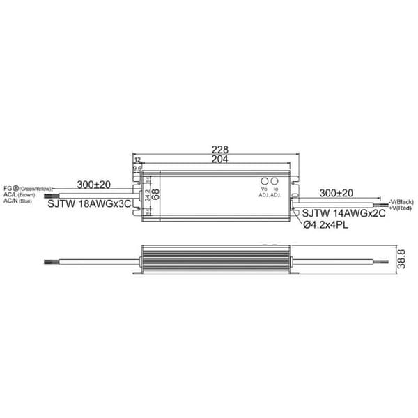 MW Mean Well HLG-150H-12A LED driver, LED transformator Konstantspänning, Konstantström 150 W 12.5 A 12 V/DC PFC-krets,