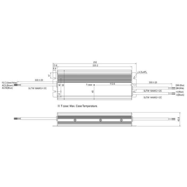 MW Mean Well HLG-320H-24B LED driver, LED transformator Konstantspänning, Konstantström 320 W 13.3 A 12 - 24 V/DC dimba