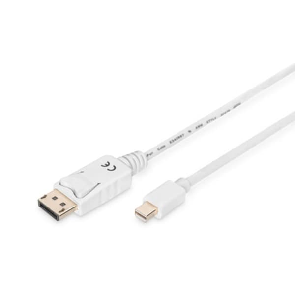 Digitus Mini-DisplayPort / DisplayPort Adapterkabel Mini DisplayPort-kontakt, DisplayPort-kontakt 2.00 m Vit AK-340102-