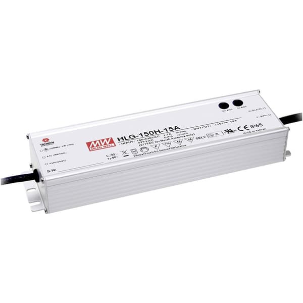 MW Mean Well HLG-150H-24A LED driver, LED transformator Konstantspänning, Konstantström 150 W 6.3 A 24 V/DC PFC-krets,