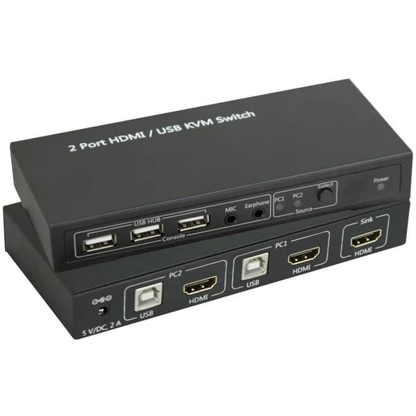 SpeaKa Professional 2 Port KVM-switch HDMI USB 1920 x 1080 Pixel, 3840 x 2160 Pixel