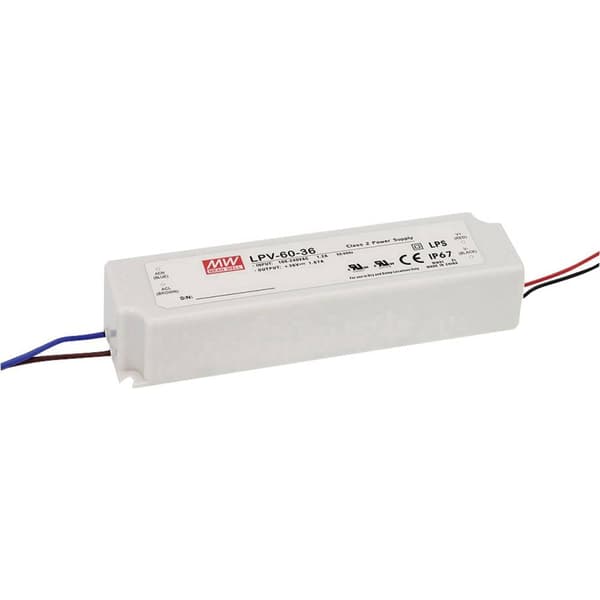 MW Mean Well LPV-60-24 LED transformator Konstantspänning 60 W 0 - 2.5 A 24 V/DC inte dimbar, Överbelastningsskydd 1 st