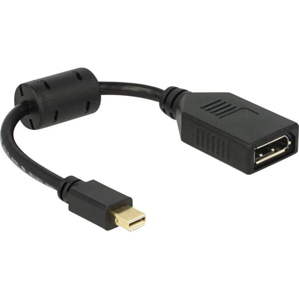 Delock 65554 DisplayPort Adapter [1x Mini-DisplayPort hane - 1x DisplayPort hona] Svart med ferritkärna 21.00 cm