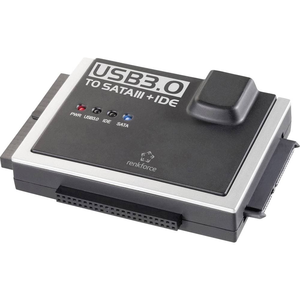 Renkforce Hårddisk Adapter [1x USB 3.2 Gen 1 A hane (USB 3.0) - 1x IDE hona 40-polig, IDE hona 44-polig, SATA-kombi han