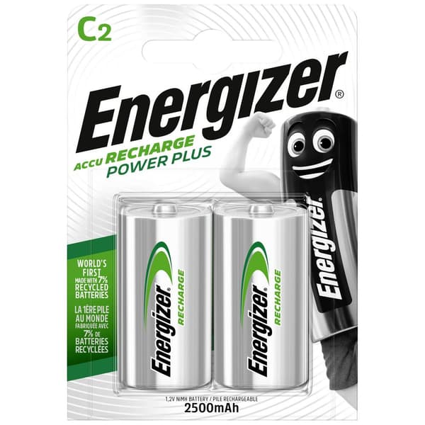 Laddbart batteri R14 (C) Energizer Power Plus HR14 NiMH 1.2 V 2500 mAh 2 st