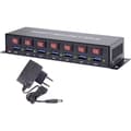 Miniatyrbild 1 av 4: Renkforce RF-3269622 7 Port USB-Hub 3.0 Metallhölje, individuellt omkopplingsbara, väggfäste Svart