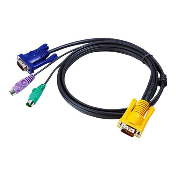 ATEN KVM Anslutningskabel [1x SPHD-15-hane - 2x PS/2-hane, VGA hane] 1.80 m Svart