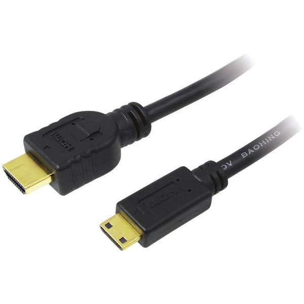 LogiLink HDMI Anslutningskabel HDMI-A-kontakt, HDMI-Mini-C kontakt 1.50 m Svart CH0022 4K UHD, Audio Return Kanal, guld