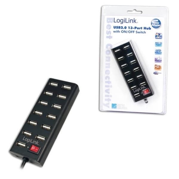 LogiLink UA0126 13 Port USB 2.0-Hub Svart