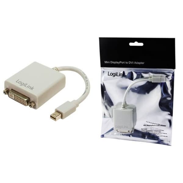 LogiLink CV0037 DisplayPort / DVI Adapter [1x Mini-DisplayPort hane - 1x DVI-hona 24+5 pol] Vit 0.09 m