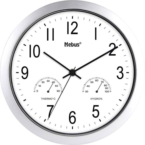 Mebus 06992 Kvarts Väggklocka 25.5 cm Silver