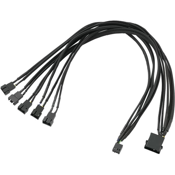 Y-kabel PC-fläkt [5x PC-fläkt hane 4-pol - 1x PC-fläkt hona 4-pol, IDE-ström 4-pol hane] 0.45 m Svart Akasa