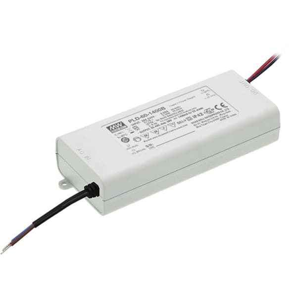 MW Mean Well PLD-60-1400B LED driver Konstantström 60 W 1.4 A 25 - 43 V/DC inte dimbar 1 st