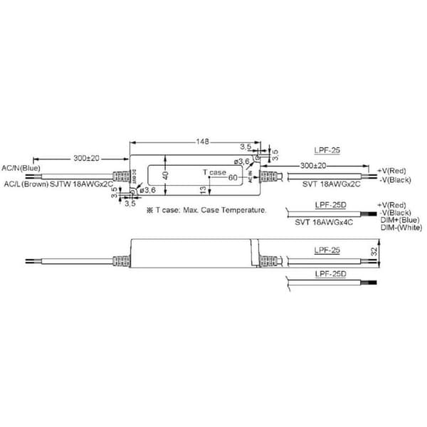 MW Mean Well LPF-25D-12 LED driver, LED transformator Konstantspänning, Konstantström 25.2 W 2.1 A 6.6 - 12 V/DC dimbar