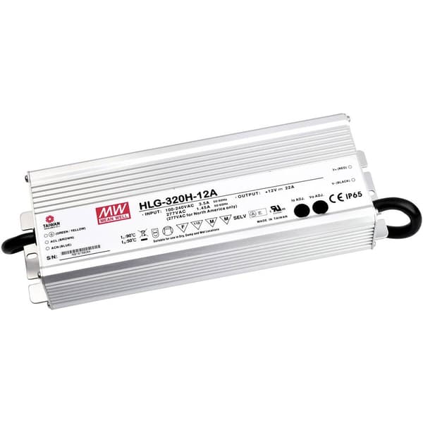 Mean Well HLG-320H-24 LED driver, LED transformator Konstantspänning, Konstantström 320 W 13.3 A 24 V/DC PFC-krets, Öve