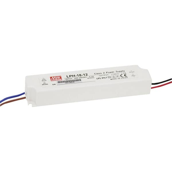 MW Mean Well LPH-18-24 LED driver, LED transformator Konstantspänning, Konstantström 18 W 0 - 0.75 A 24 V/DC inte dimba
