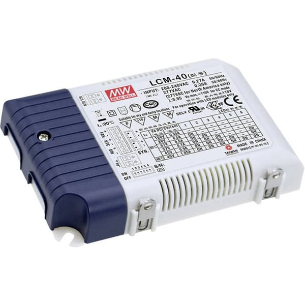 MW Mean Well LCM-40DA LED driver Konstantström 42 W 0.35 - 1.05 A 2 - 100 V/DC dimbar, PFC-krets, Överbelastningsskydd