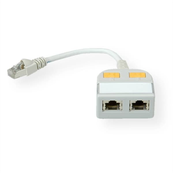 Telegärtner RJ45 Nätverk Y-adapter CAT 5e [2x RJ45 hona - 1x RJ45 hane] 15.00 cm Vit