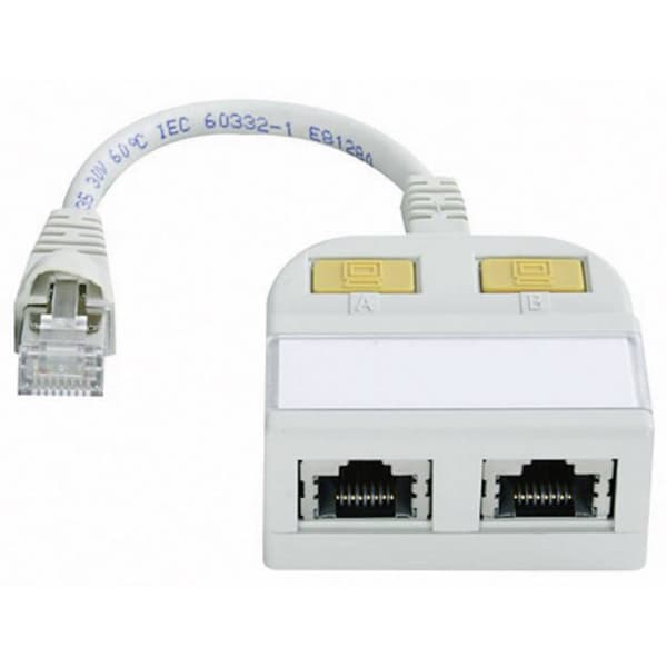 Telegärtner RJ45 Nätverk Y-adapter CAT 5e [2x RJ45 hona - 1x RJ45 hane] 15.00 cm Vit