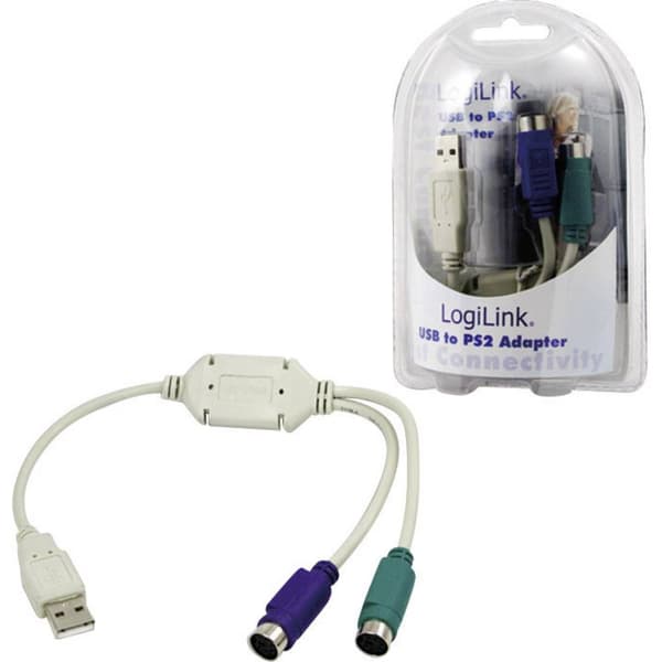 LogiLink USB 1.1 Anslutningskabel [1x USB 1.1 A hane - 2x PS/2-hona] 15.00 cm