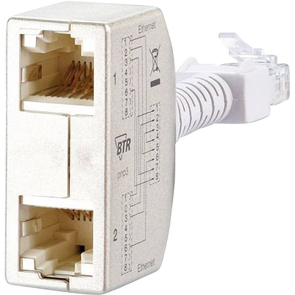Metz Connect RJ45 Nätverk Y-adapter CAT 5 [2x RJ45 hona - 1x RJ45 hane] Silver