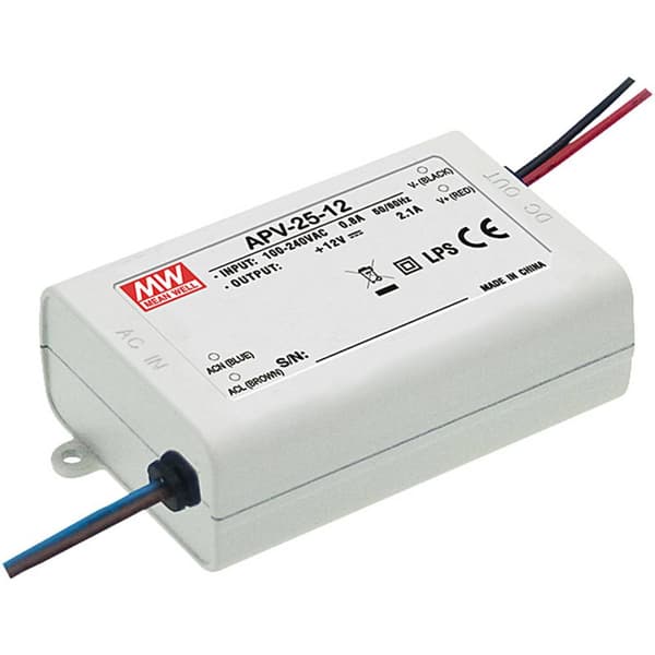 Mean Well APV-25-24 LED transformator Konstantspänning 25 W 0 - 1.05 A 24 V/DC inte dimbar, Överbelastningsskydd 1 st