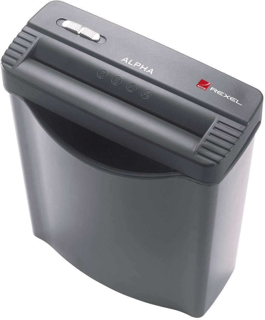 Rexel Alpha Home Makulator Strimmelsnit 7.25 mm 10 l Arkantal (max.): 5 Sikkerhedstrin (makulator) 1 Makulerer også Hæfteklammer, Kreditkort