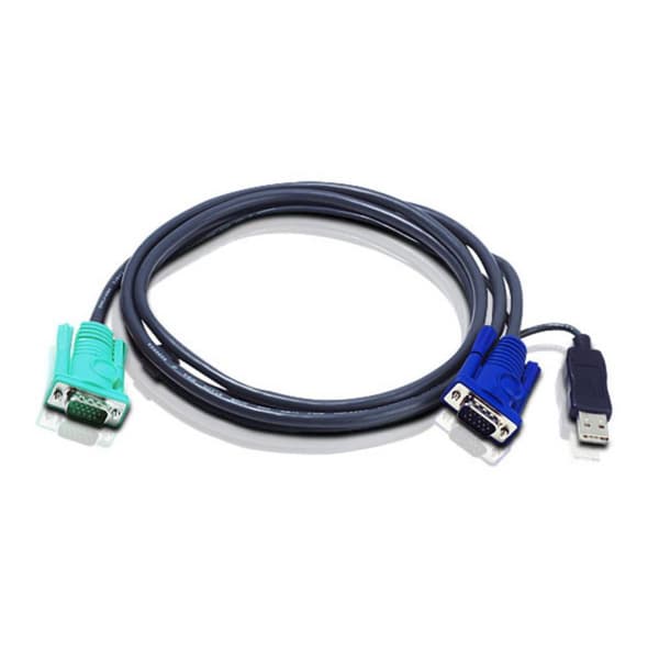 ATEN KVM Anslutningskabel [1x SPHD-15-hane - 1x VGA hane, USB 2.0 A hane] 5.00 m Svart