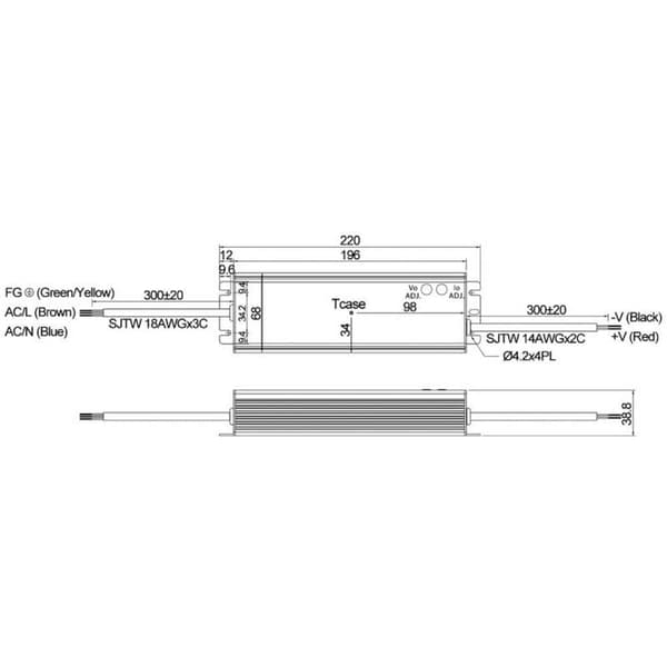 MW Mean Well HLG-120H-24A LED driver, LED transformator Konstantspänning, Konstantström 120 W 5 A 24 V/DC PFC-krets, Öv