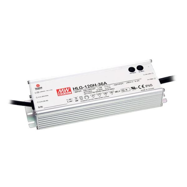 MW Mean Well HLG-120H-24A LED driver, LED transformator Konstantspänning, Konstantström 120 W 5 A 24 V/DC PFC-krets, Öv
