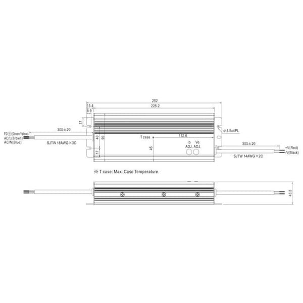 MW Mean Well HLG-320H-12A LED driver, LED transformator Konstantspänning, Konstantström 264 W 22 A 12 V/DC PFC-krets, Ö