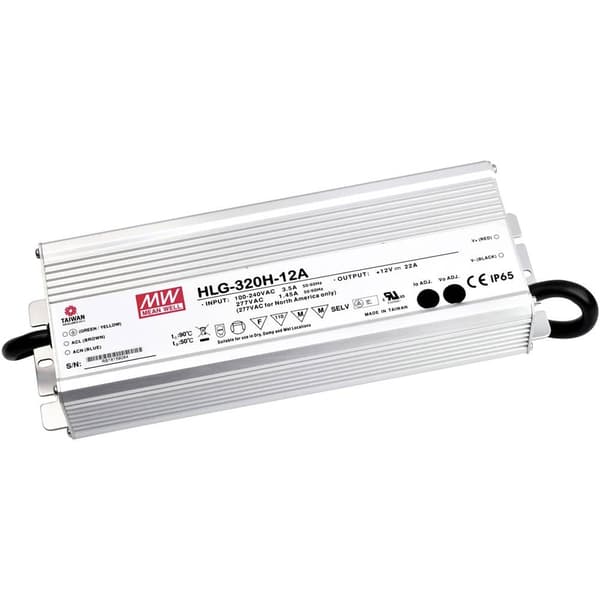 MW Mean Well HLG-320H-12A LED driver, LED transformator Konstantspänning, Konstantström 264 W 22 A 12 V/DC PFC-krets, Ö