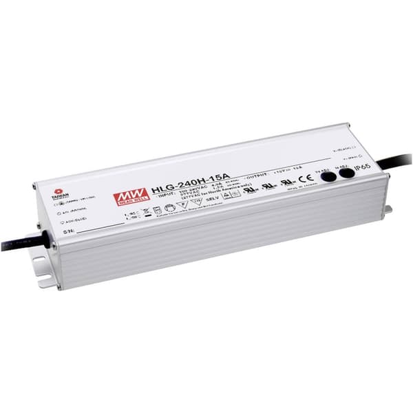 MW Mean Well HLG-240H-24 LED driver, LED transformator Konstantspänning, Konstantström 240 W 10 A 24 V/DC PFC-krets, Öv