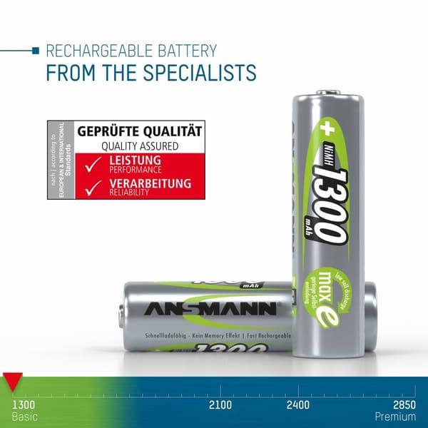 Ansmann maxE HR06 Laddbart batteri AA (R6) NiMH 1300 mAh 1.2 V 4 st