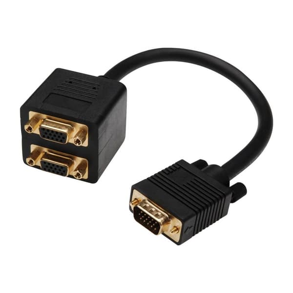 Digitus VGA Y-kabel VGA 15-polig Kontakt, VGA 15-polig Uttag, VGA 15-polig Uttag 0.20 m Svart AK-310400-002-S VGA-kabel