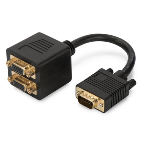 Digitus VGA Y-kabel VGA 15-polig Kontakt, VGA 15-polig Uttag, VGA 15-polig Uttag 0.20 m Svart AK-310400-002-S VGA-kabel