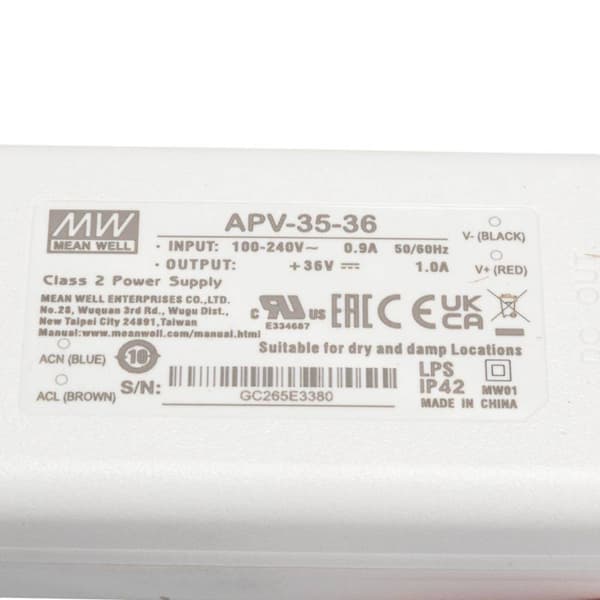 Mean Well APV-35-36 LED transformator Konstantspänning 36 W 0 - 1.0 A 36 V/DC inte dimbar, Överbelastningsskydd 1 st