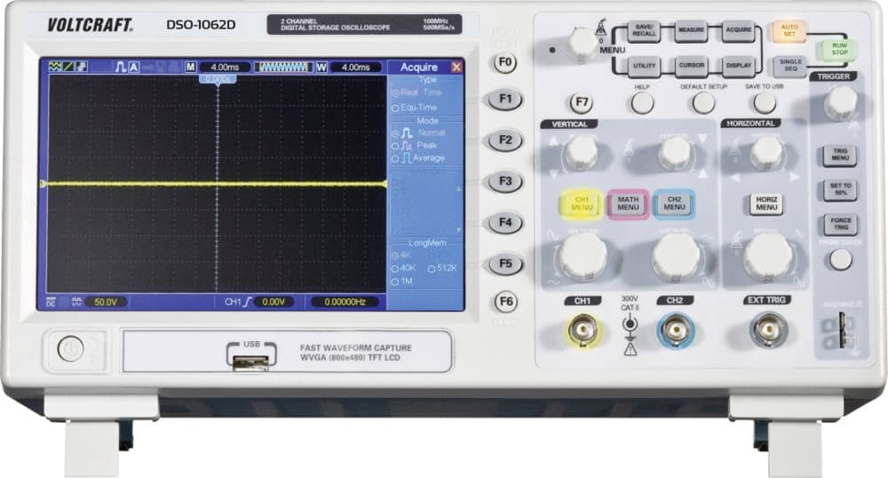 VOLTCRAFT DSO-1102D Digitalt-oscilloskop 100 MHz 2-kanals 500 MSa/s 512 kpts 8 Bit Digital hukommelse (DSO)