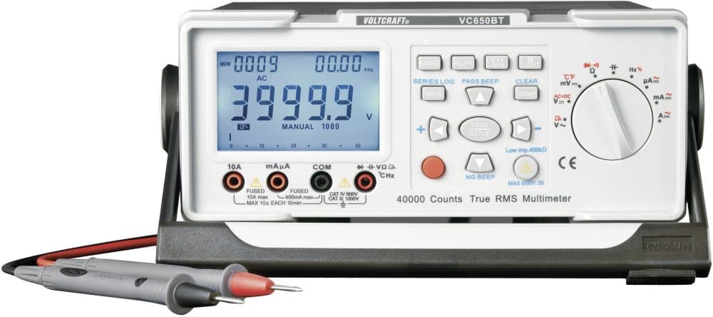 VOLTCRAFT VC650BT Bord-multimeter Kalibrering efter (ISO) digital CAT II 600 V Visning (counts): 40000