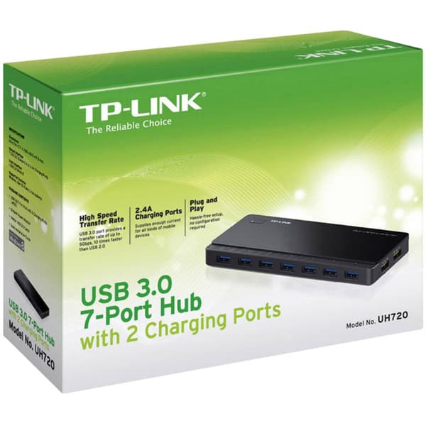 USB-Hub 3.0 7+2 Port TP-LINK UH720 med snabb-laddning Svart