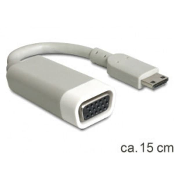 Delock 65471 HDMI / VGA Adapter [1x HDMI hane C Mini - 1x VGA hona] Vit 15.00 cm