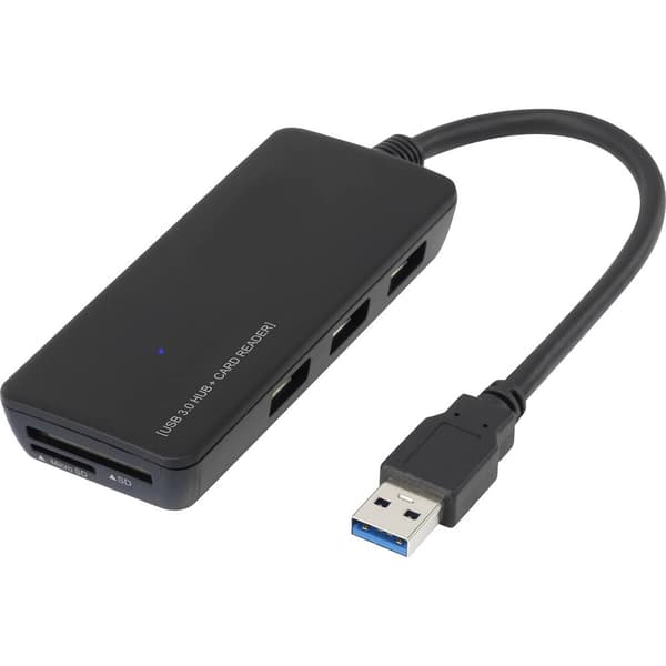 Renkforce 3 Port USB-Hub 3.0 SD-kortläsare Svart
