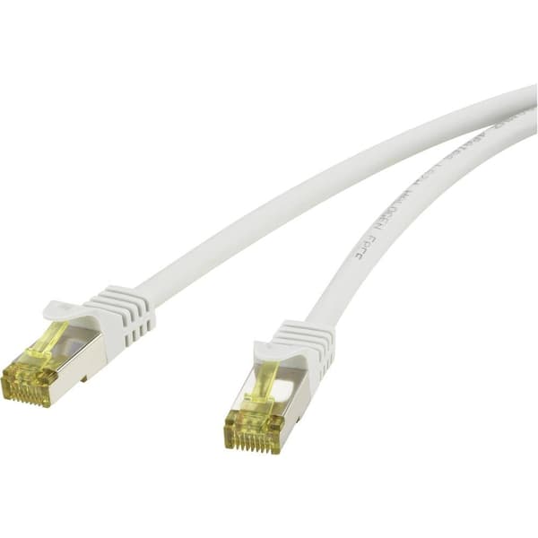 Renkforce RF-4149858 RJ45 Nätverkkabel, Patchkabel CAT 6a (råkabel CAT 7) S/FTP 0.25 m Grå med låsskydd, Flamskyddsmede