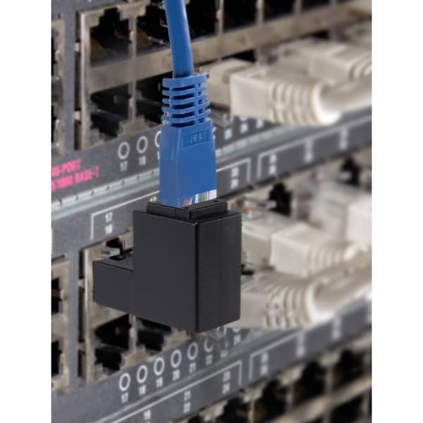 RJ45 Nätverk Adapter CAT 5e 90° uppåtvinklad [1x RJ45 hane - 1x RJ45 hona] 0.00 m Svart Renkforce
